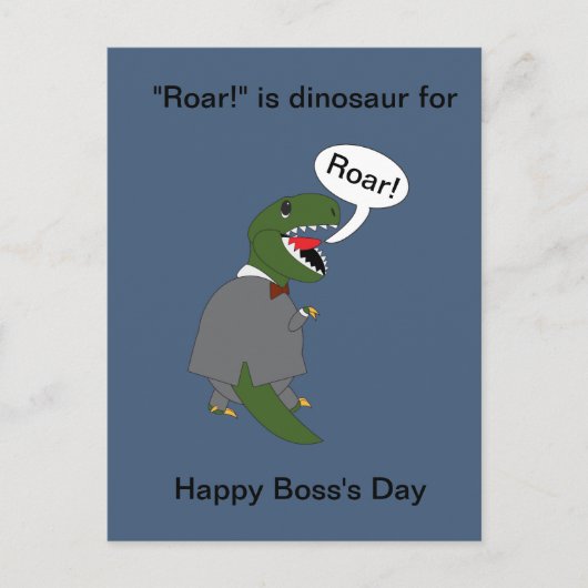 Baas Grappige Dinosaurus Happy Boss Day Personalis Briefkaart (Voorkant)