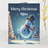 Baas Happy Snowman Hot Chocolade Kerstmis Kaart (Gele Bloem)