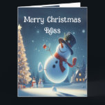 Baas Happy Snowman Hot Chocolade Kerstmis Kaart<br><div class="desc">Schattigee Happy Snowman Hot Chocolate Christmas voor je baas</div>