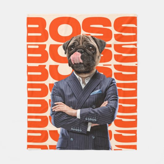 Baas in het hoofd van een hondkop met kruis fleece deken (Voorkant)