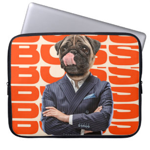 Baas in het hoofd van een hondkop met kruis laptop sleeve