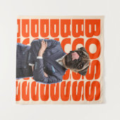 Baas in het hoofd van een hondkop met kruis wandkleed (Voorkant (horizontaal))