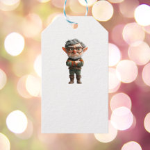 Baas Kerst Elf Witte Gift Labels