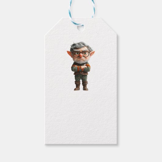 Baas Kerst Elf Witte Gift Labels Cadeaulabel (Voorkant)