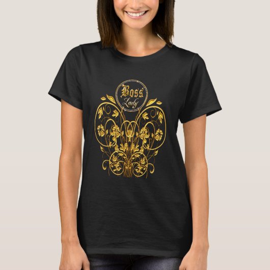 Baas Lady Bloemen Vlinder T-shirt (Voorkant)