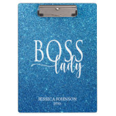 Baas Lady Blue Sparkle en White Script Klembord (Voorkant)
