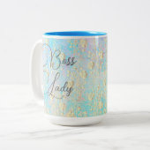 Baas Lady Goud Bloemen op Pastels Mok (Voorkant links)