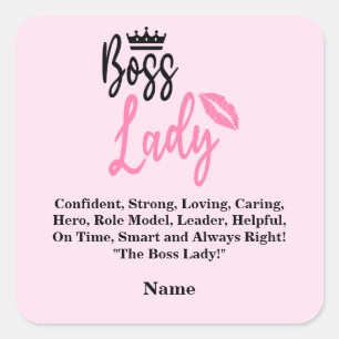 Baas Lady, persoonlijke naam cadeau voor haar Vierkante Sticker