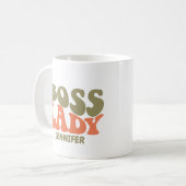 Baas Lady Retro gepersonaliseerd Koffiemok (Voorkant links)