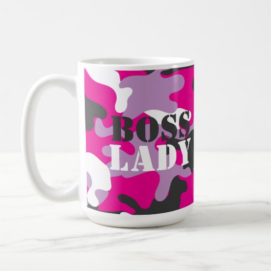 Baas Lady Roze Camo Drank Reizen Koffiemok (Links)