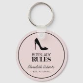 Baas Lady Stiletto Logo Blush Persoonlijk gemaakt Sleutelhanger (Voorkant)