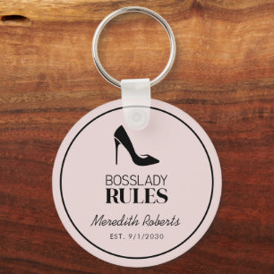 Baas Lady Stiletto Logo Blush Persoonlijk gemaakt Sleutelhanger