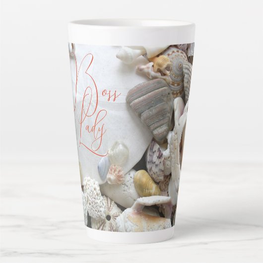 Baas Lady Zand Dollar Zeeschelpen Latte Mok (Voorkant)