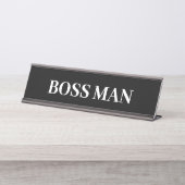 Baas Man Gift Funny Name Bord aanpassen Bureau Naambordje (Voorkant)