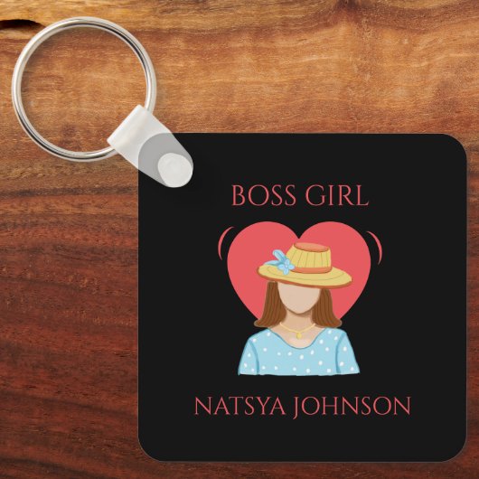 Baas Meisje Leuke Unieke bewerkbaar Sleutelhanger (Voorkant)