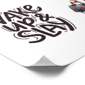 Baas Meisje Messy Bun Wake Up & Slay Motivatie Poster (Hoek)