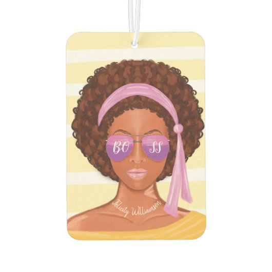 baas meisje | Retro African America Beach Beauty Luchtverfrisser (Achterkant)