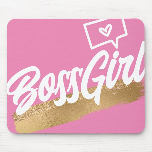 Baas Meisje Roze Goud Mousepad Muismat (Voorkant)