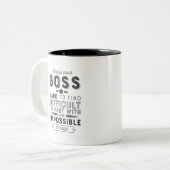 Baas met een echt geweldige tas is moeilijk te vin tweekleurige koffiemok (Voorkant links)