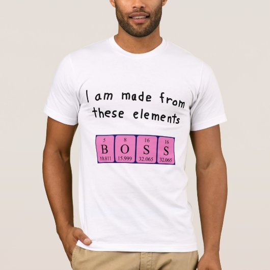 Baas met periodieke tabelnaam shirt (Voorkant)