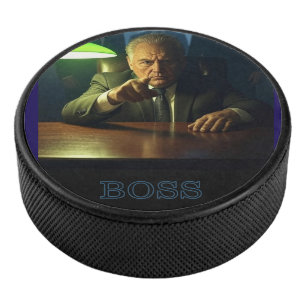 Baas met tekst hockeypuck hockey puck