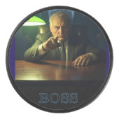 Baas met tekst hockeypuck hockey puck (Voorkant)