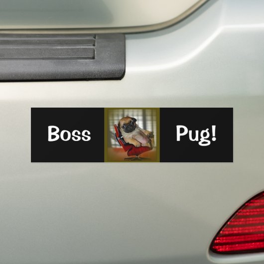 Baas Pug. Bumpersticker (Op auto)