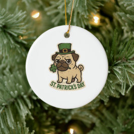 Baas Pug Leprechaun Hoed St.Patrick's Dag Keramisch Ornament