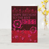 Baas roze bloemen verjaardagskaart kaart (Gele Bloem)