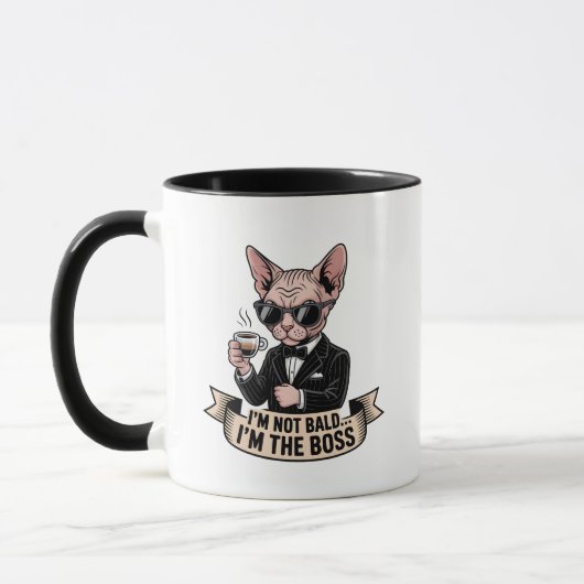 Baas Sfinx Kat Koffie Illustratie Mok (Links)
