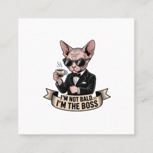 Baas Sfinx Kat Koffie Illustratie Vierkante Visitekaartje