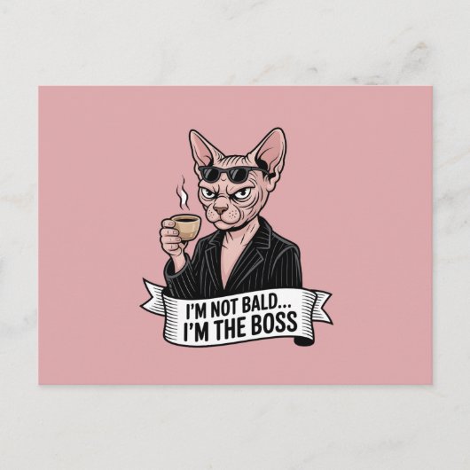 Baas Sphynx Kat Coffee Artwork Feestdagenkaart (Voorkant)