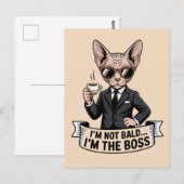 Baas Sphynx Kat Coffee Illustratie Briefkaart (Voorkant / Achterkant)
