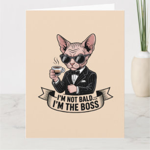 Baas Sphynx Kat Coffee Illustratie Kaart