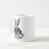 Baas Sphynx Kat Coffee Illustratie Koffiemok (Voorkant links)