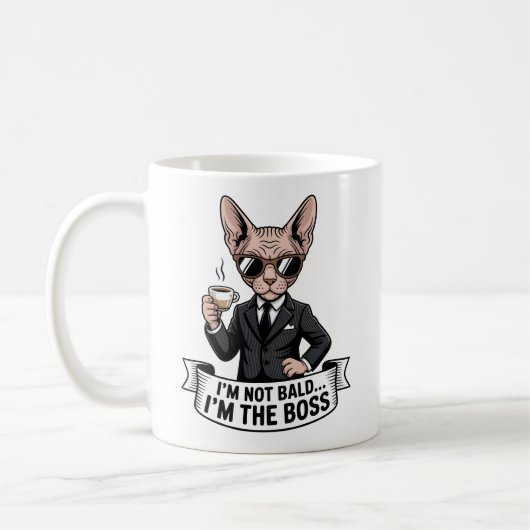 Baas Sphynx Kat Coffee Illustratie Koffiemok (Links)