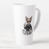 Baas Sphynx Kat Coffee Illustratie Latte Mok (Rechterhoek)
