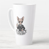 Baas Sphynx Kat Coffee Illustratie Latte Mok (Linkerhoek)