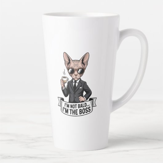 Baas Sphynx Kat Coffee Illustratie Latte Mok (Rechts)
