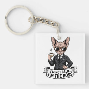 Baas Sphynx Kat Coffee Illustratie Sleutelhanger