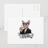 Baas Sphynx Kat Coffee Kunstwerk Briefkaart (Voorkant / Achterkant)