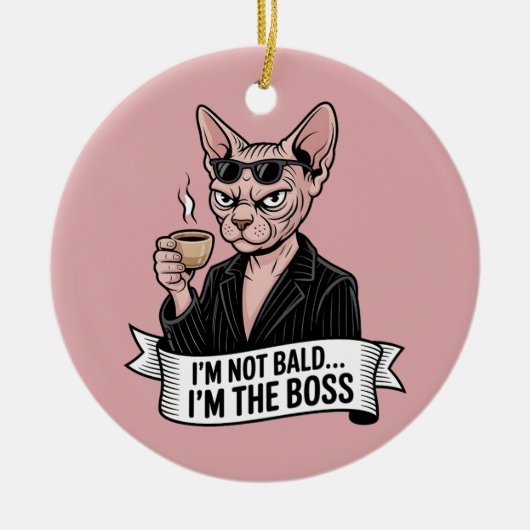 Baas Sphynx Kat Coffee Kunstwerk Keramisch Ornament (Voorkant)
