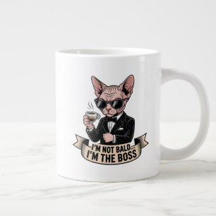 Baas Sphynx Kat Koffie Illustratie Grote Koffiekop