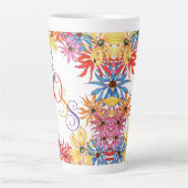 Baas Titel Naam Geïllustreerd Floral Latte Mok (Voorkant)