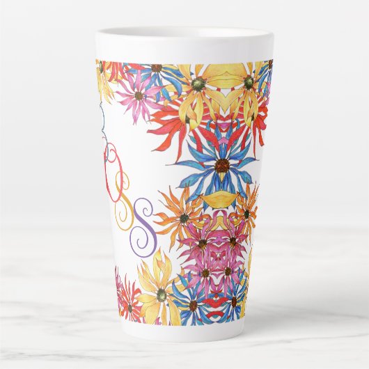 Baas Titel Naam Geïllustreerd Floral Latte Mok (Voorkant)