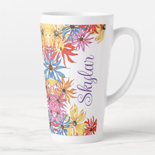 Baas Titel Naam Geïllustreerd Floral Latte Mok (Rechts)