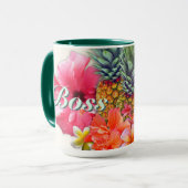 Baas Tropische Hibiscus Ananas Geschenk Mok (Voorkant links)