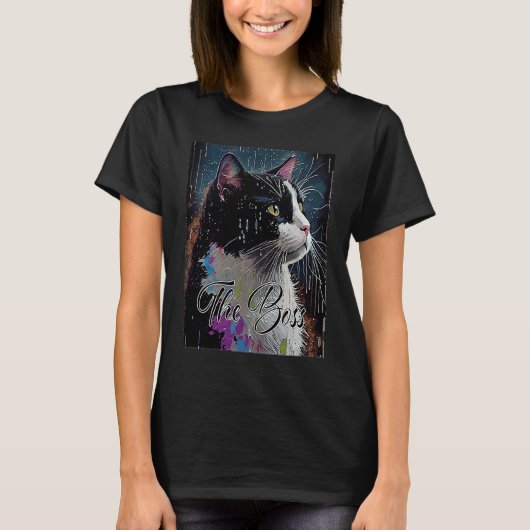 Baas Tuxedo Kat voor Moeder Vader T-shirt (Voorkant)