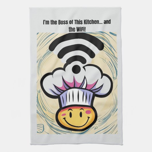 Baas van de keuken & WiFi Funny Keuken Handdoek (Verticaal)