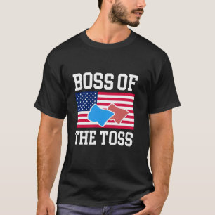 Baas van de Toss Cornhole speler USA Amerika Vlag T-shirt